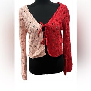 Two-Tone Red and Pink Women's cardigan